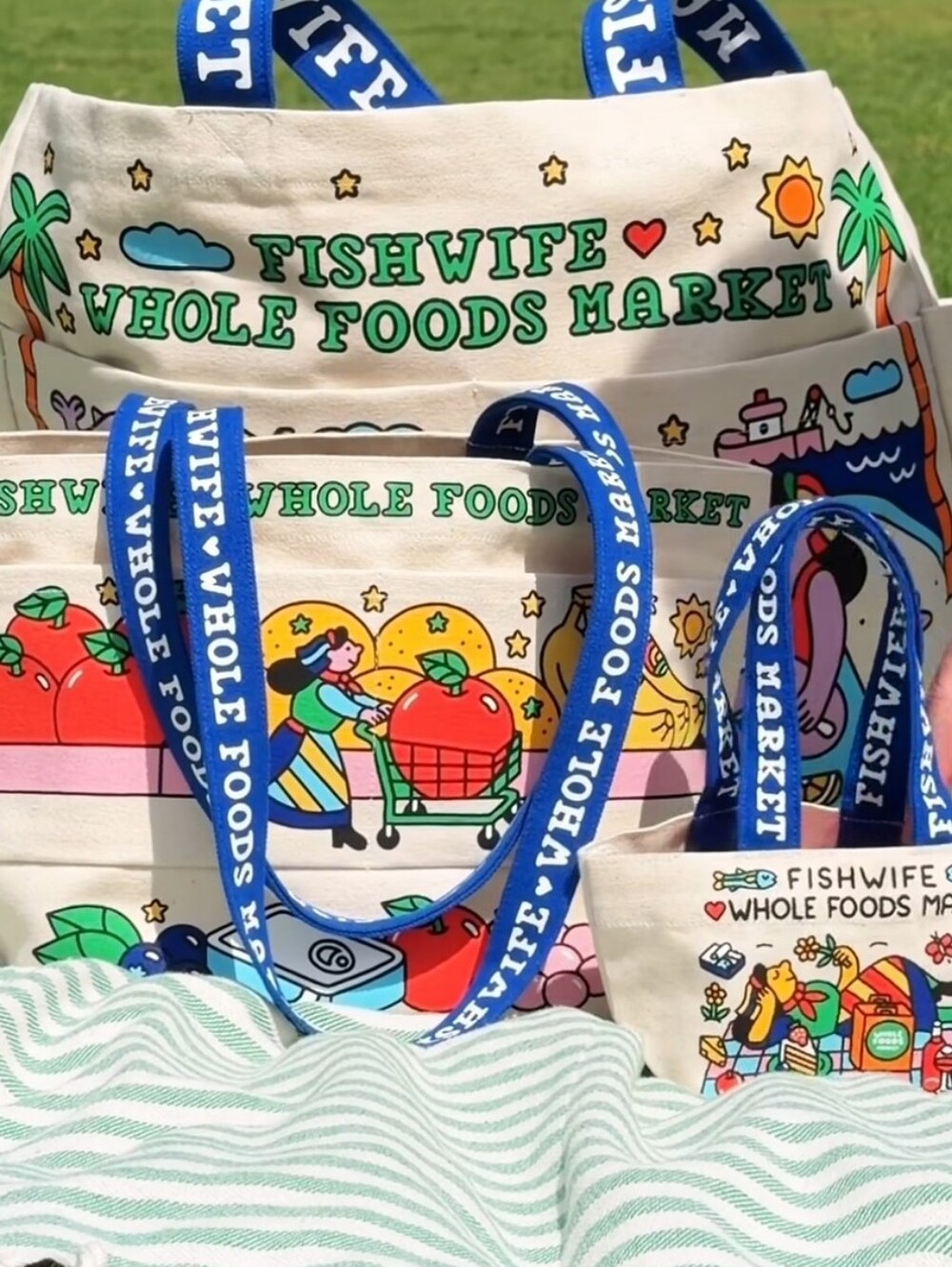 Fishwife X WholeFoods Tote Bag: Large, Medium And Mini